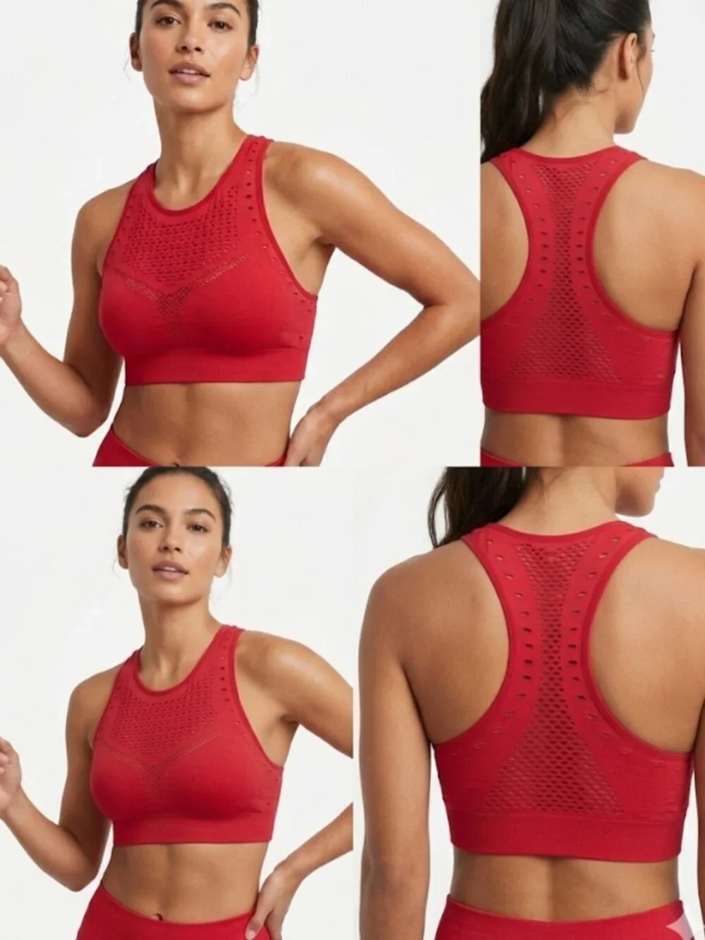 Aerie Mesh Seamless Sports Bra & Shorts Set Red Medium Activewear